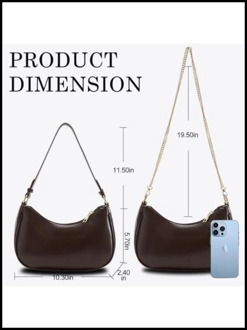 Y2K Trendy Hobo Handbag Purse Vegan Leather Clutch with 2 Adjustable Removable